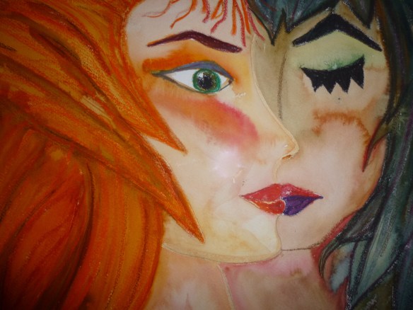 Opposites Attract - mixed media, on paper, 16 x 20