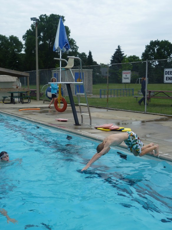 Grade 5 year end activity day at a local community pool.