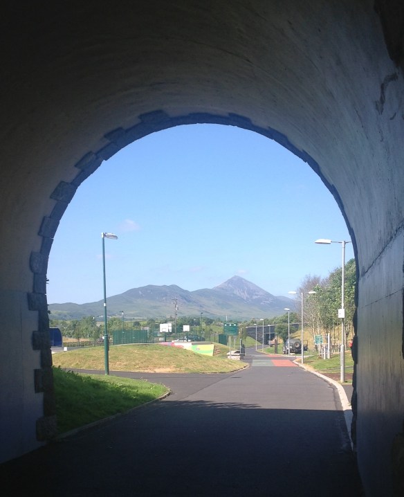 A tunnel framing Croagh Patrick in Westport.