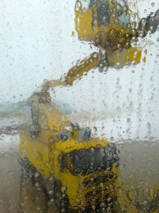 The de-icing truck doing its thing